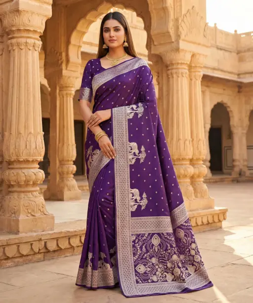 Mb 25 Gajraj Pure Banarasi Silk Zari Motifs Saree Callection