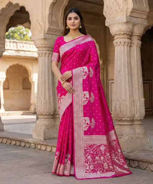 Mb 25 Gajraj Pure Banarasi Silk Zari Motifs Saree Callection