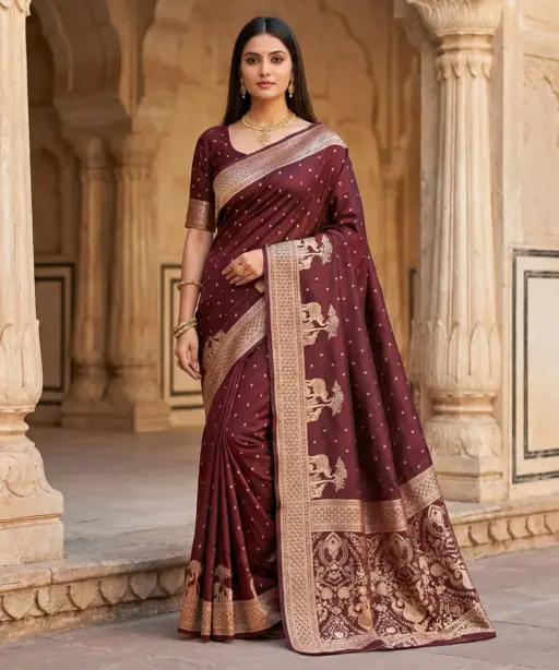Mb 25 Gajraj Pure Banarasi Silk Zari Motifs Saree Callection