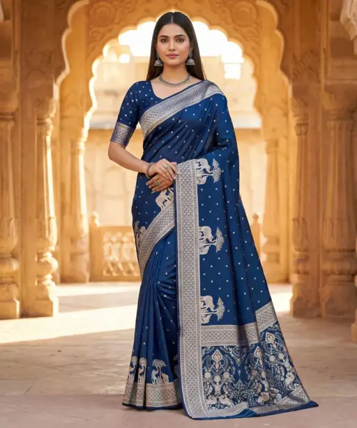 Mb 25 Gajraj Pure Banarasi Silk Zari Motifs Saree Callection