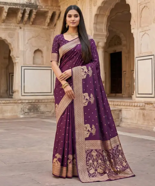 Mb 25 Gajraj Pure Banarasi Silk Zari Motifs Saree Callection