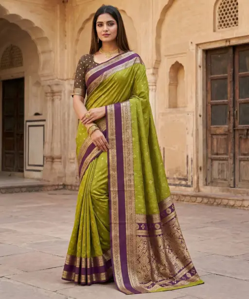 Mb 3326 Banarasi Silk Zari Weaving Traditional Saree Collection