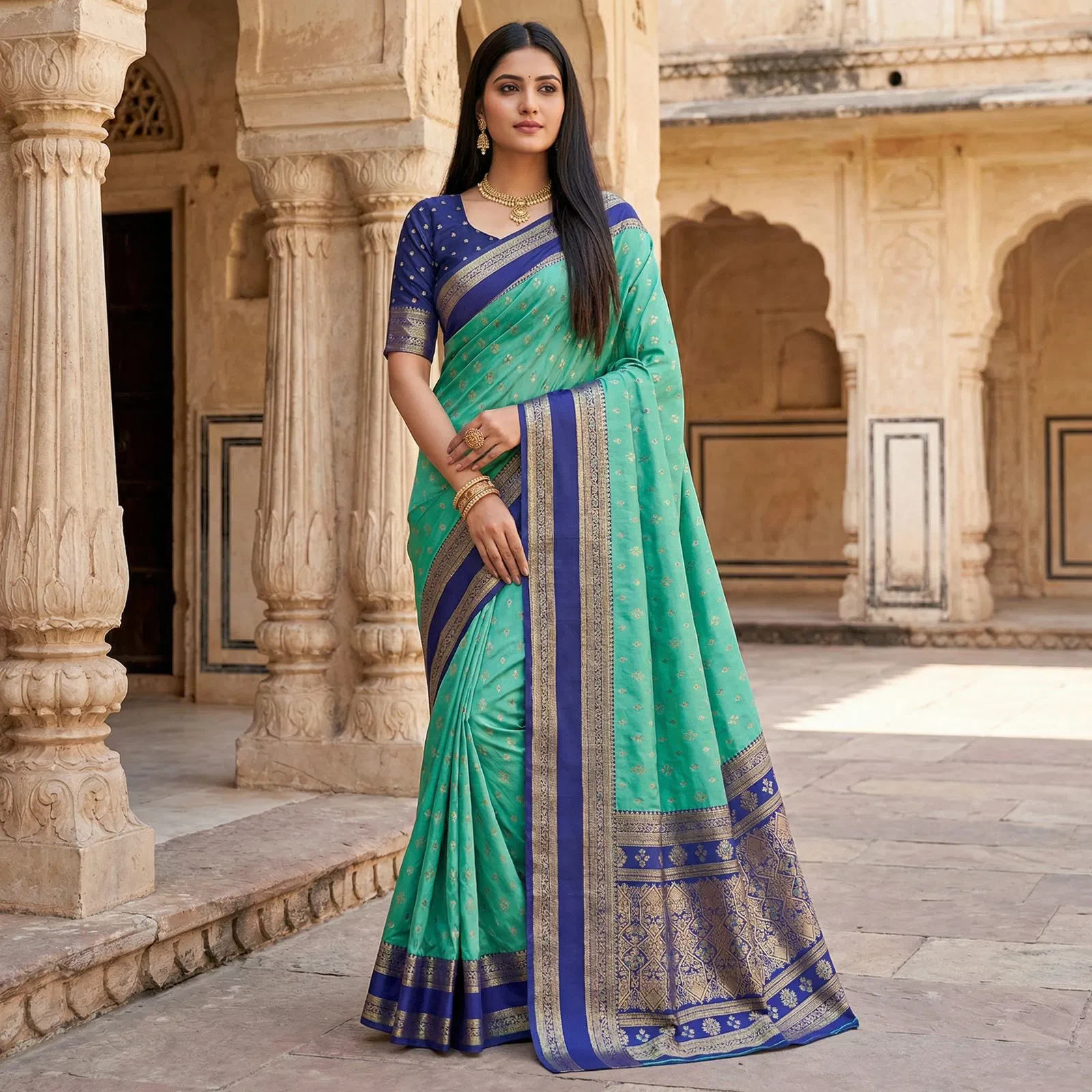 Mb 3326 Banarasi Silk Zari Weaving Traditional Saree Collection