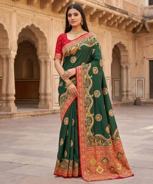 Mb 50 Pasmina Paithani Silk Paisley Work Saree Collection