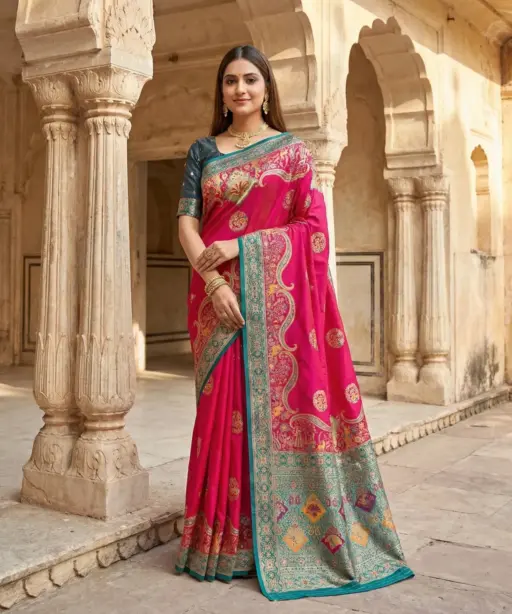 Mb 50 Pasmina Paithani Silk Paisley Work Saree Collection