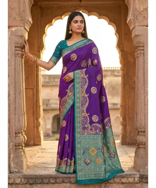 Mb 50 Pasmina Paithani Silk Paisley Work Saree Collection
