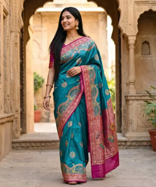 Mb 50 Pasmina Paithani Silk Paisley Work Saree Collection