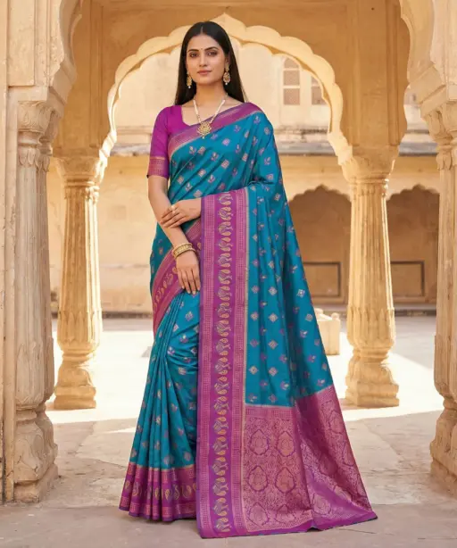 Mb 6134 Silk Blend Pochampalli Ikkat Saree Collection