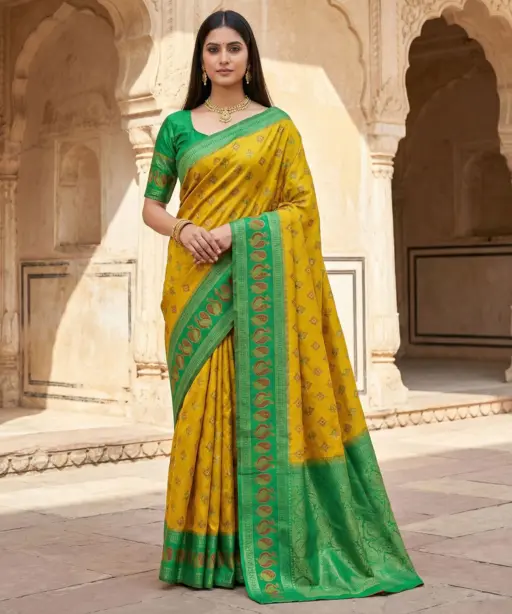 Mb 6134 Silk Blend Pochampalli Ikkat Saree Collection
