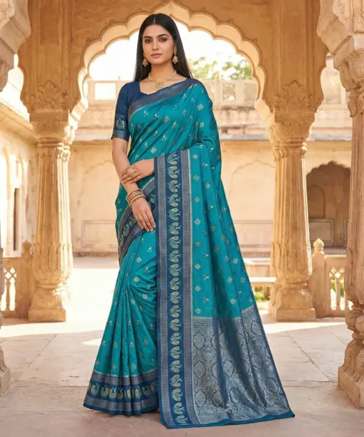 Mb 6134 Silk Blend Pochampalli Ikkat Saree Collection