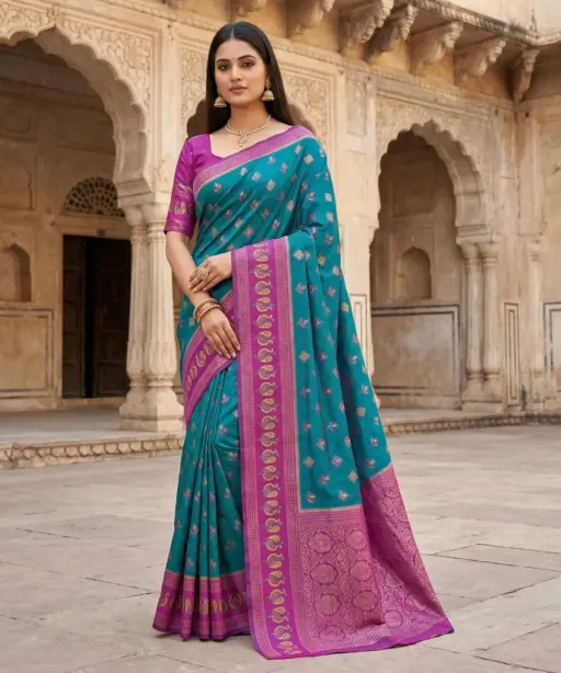 Mb 6134 Silk Blend Pochampalli Ikkat Saree Collection
