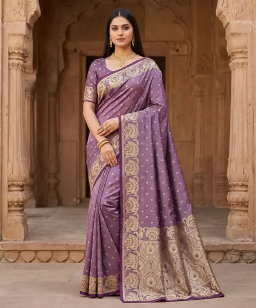 Mb 8 Satin Silk Golden Butta Woven Saree Collection