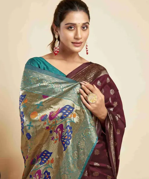 P 205 Silk Woven Work Festival Wear Saree Collection