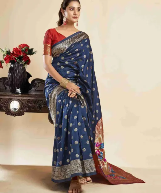 P 205 Silk Woven Work Festival Wear Saree Collection