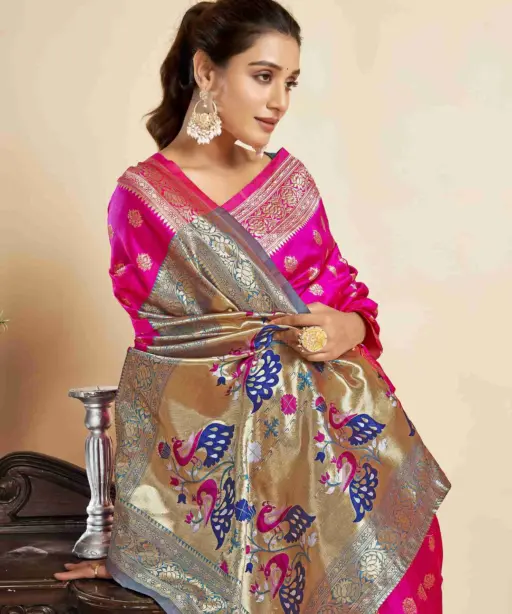 P 205 Silk Woven Work Festival Wear Saree Collection