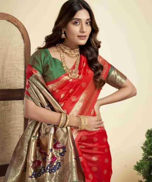 P 205 Silk Woven Work Festival Wear Saree Collection