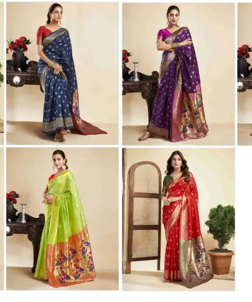 P 205 Silk Woven Work Festival Wear Saree Collection