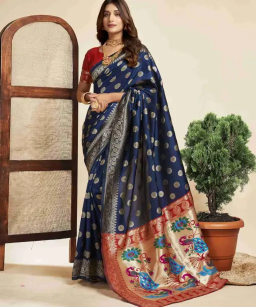 P 207 Silk Woven Work Traditional Wear Saree Collection