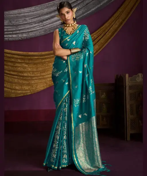 Rajtex Kanthkala Indigo Satin Silk Festival Wear Saree Collection