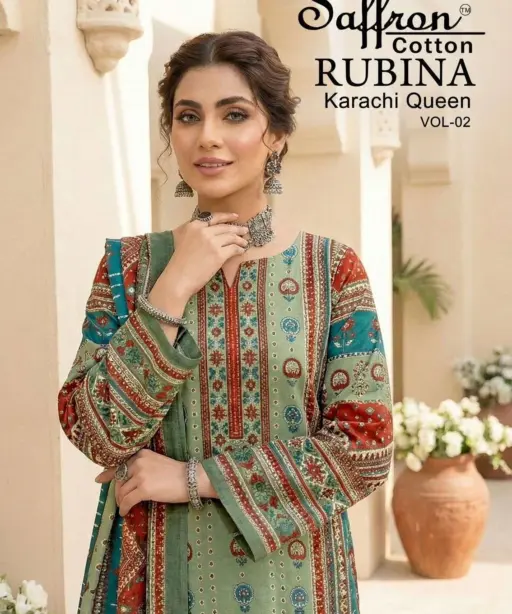 Saffron Cotton Rubina Karachi Queen Vol 2