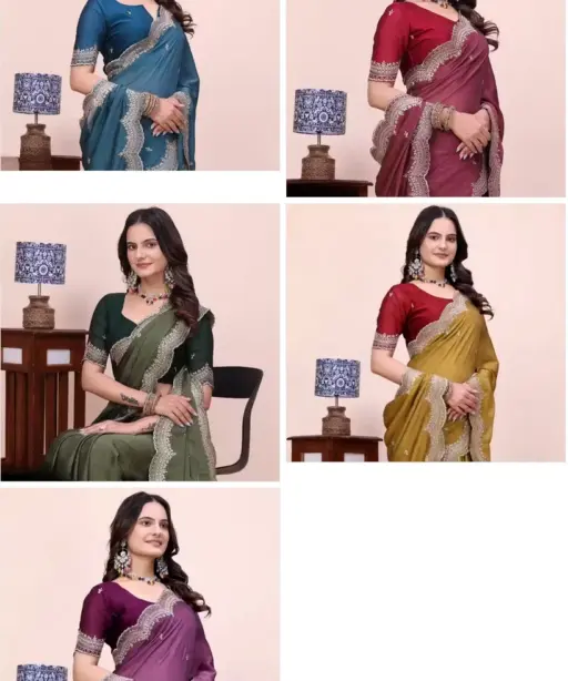 Scalop Dhrruv 1 Rangoli Silk Crush Embroidered Beautiful Saree Collection