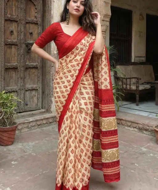 Scdf Bagru K Fancy Cotton Casual Wear Saree Collection
