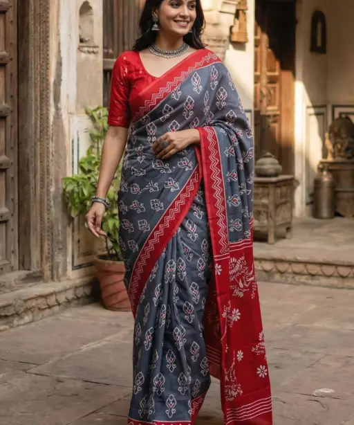 Scdf Bagru K Fancy Cotton Casual Wear Saree Collection