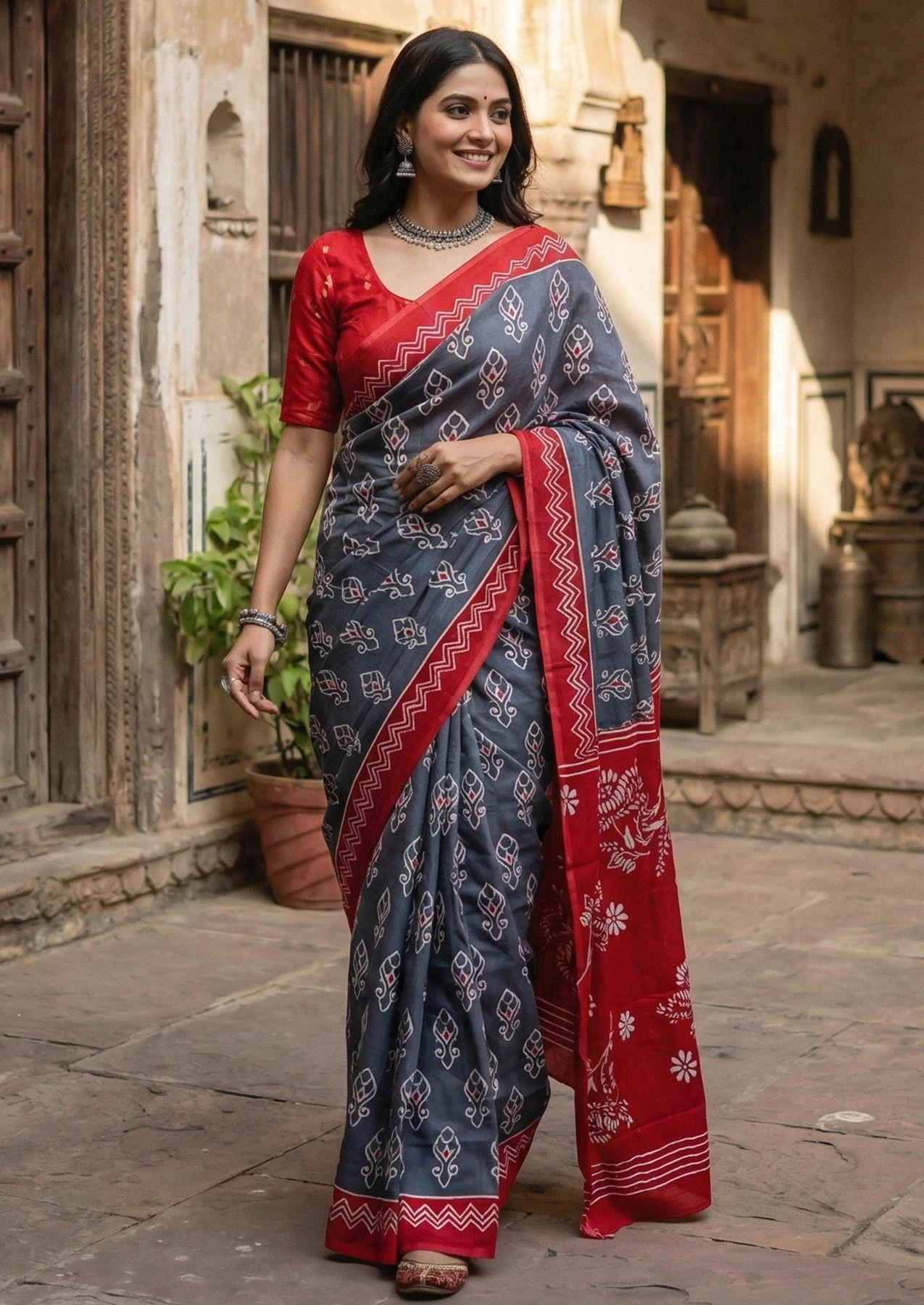 Scdf Bagru K Fancy Cotton Casual Wear Saree Collection
