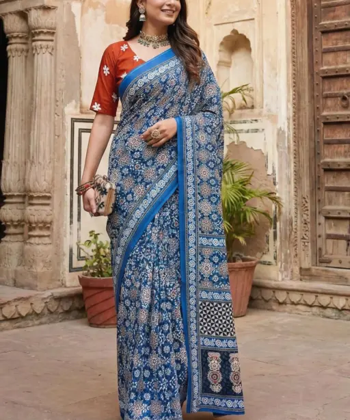 Scdf Bagru M Cotton Printed Casual Wear Saree Collection