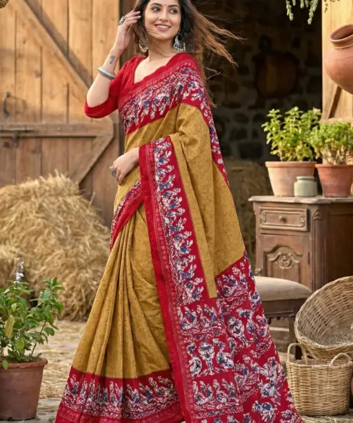 Scdf Batik a Cotton Block Printed Saree Collection