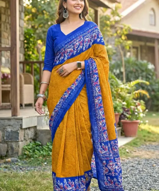 Scdf Batik a Cotton Block Printed Saree Collection