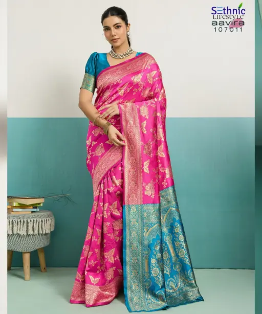 Sethnic Aavira Banarasi Silk with Zari Work Festival Wear Saree Collection