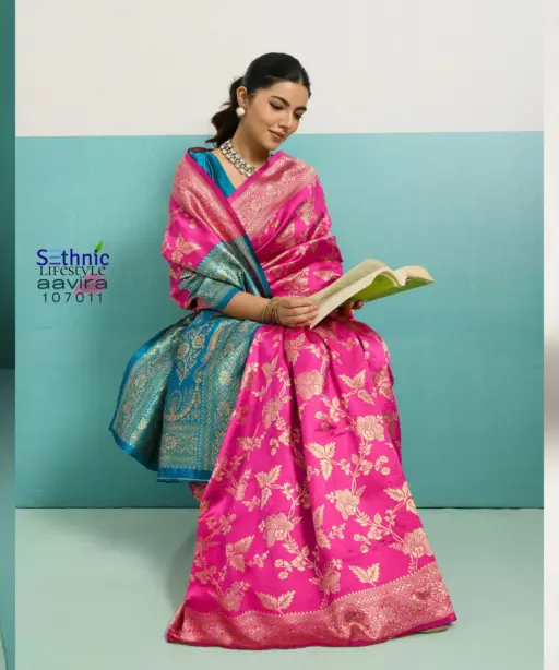 Sethnic Aavira Banarasi Silk with Zari Work Festival Wear Saree Collection