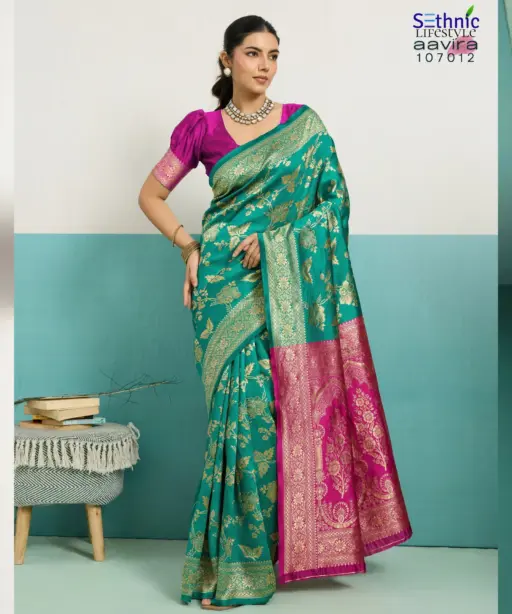 Sethnic Aavira Banarasi Silk with Zari Work Festival Wear Saree Collection