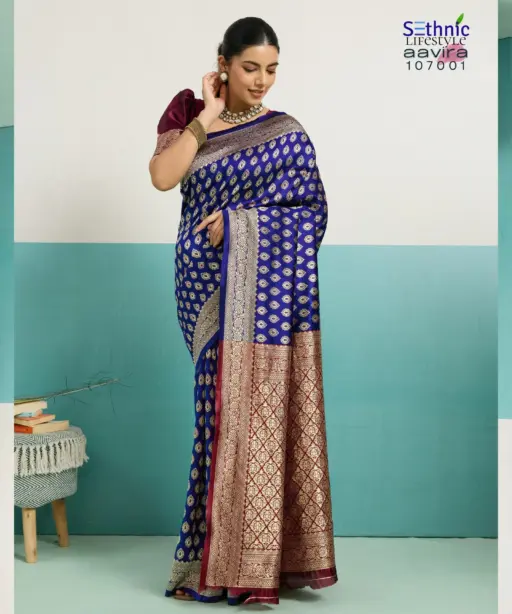 Sethnic Aavira Banarasi Silk with Zari Work Festival Wear Saree Collection