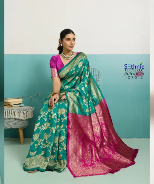 Sethnic Aavira Banarasi Silk with Zari Work Festival Wear Saree Collection