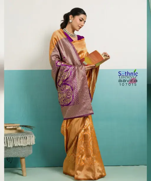 Sethnic Aavira Banarasi Silk with Zari Work Festival Wear Saree Collection
