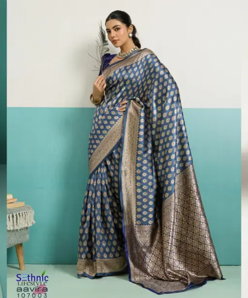 Sethnic Aavira Banarasi Silk with Zari Work Festival Wear Saree Collection