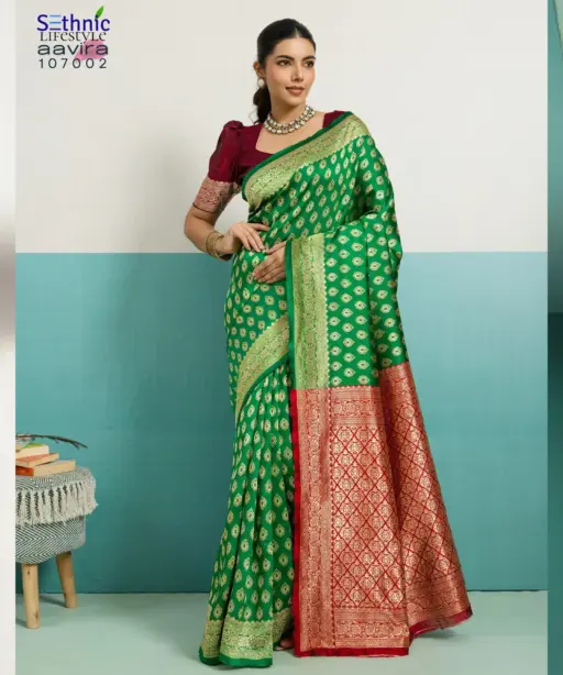 Sethnic Aavira Banarasi Silk with Zari Work Festival Wear Saree Collection