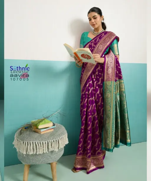 Sethnic Aavira Banarasi Silk with Zari Work Festival Wear Saree Collection