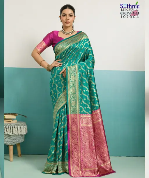 Sethnic Aavira Banarasi Silk with Zari Work Festival Wear Saree Collection