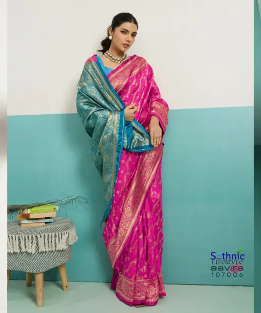 Sethnic Aavira Banarasi Silk with Zari Work Festival Wear Saree Collection