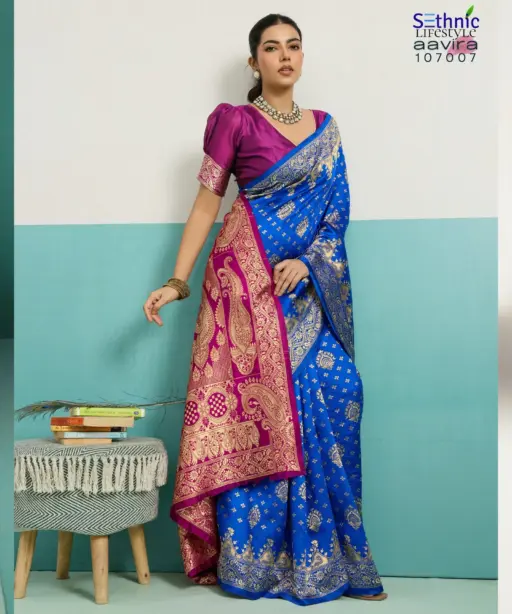 Sethnic Aavira Banarasi Silk with Zari Work Festival Wear Saree Collection