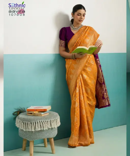 Sethnic Aavira Banarasi Silk with Zari Work Festival Wear Saree Collection