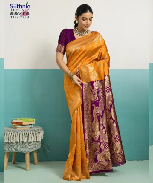 Sethnic Aavira Banarasi Silk with Zari Work Festival Wear Saree Collection