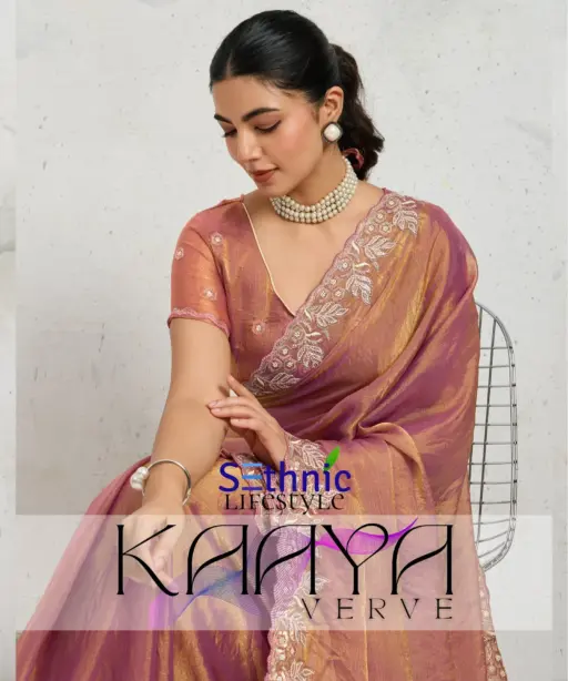 Sethnic Kaaya Verve Chiffon Velvet with Embroidered Saree Collection