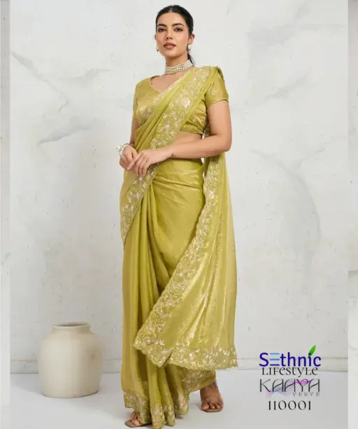 Sethnic Kaaya Verve Chiffon Velvet with Embroidered Saree Collection