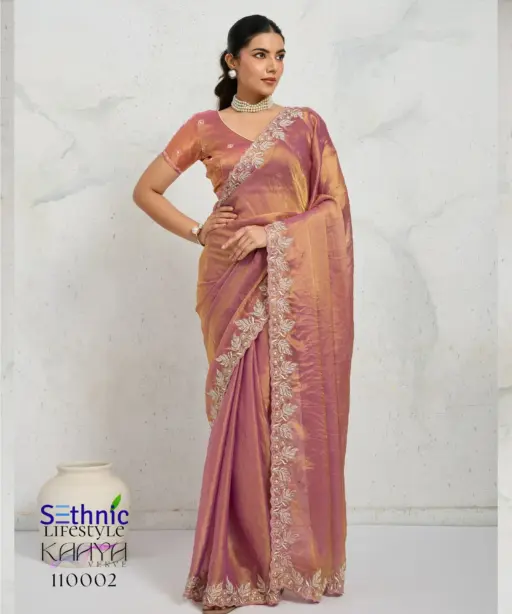 Sethnic Kaaya Verve Chiffon Velvet with Embroidered Saree Collection