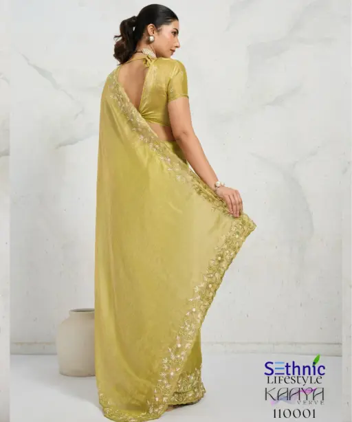 Sethnic Kaaya Verve Chiffon Velvet with Embroidered Saree Collection
