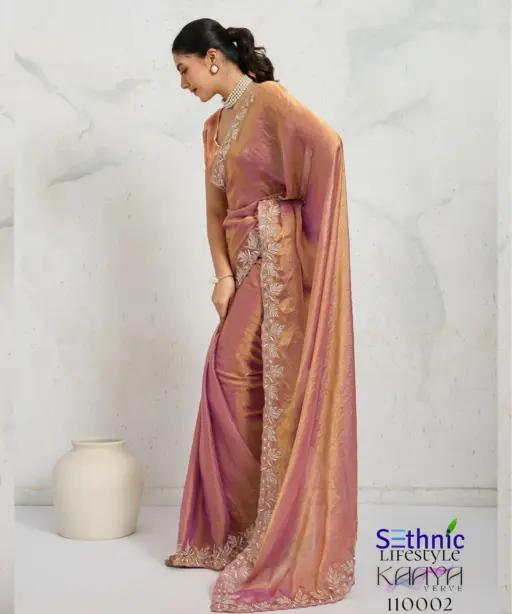 Sethnic Kaaya Verve Chiffon Velvet with Embroidered Saree Collection